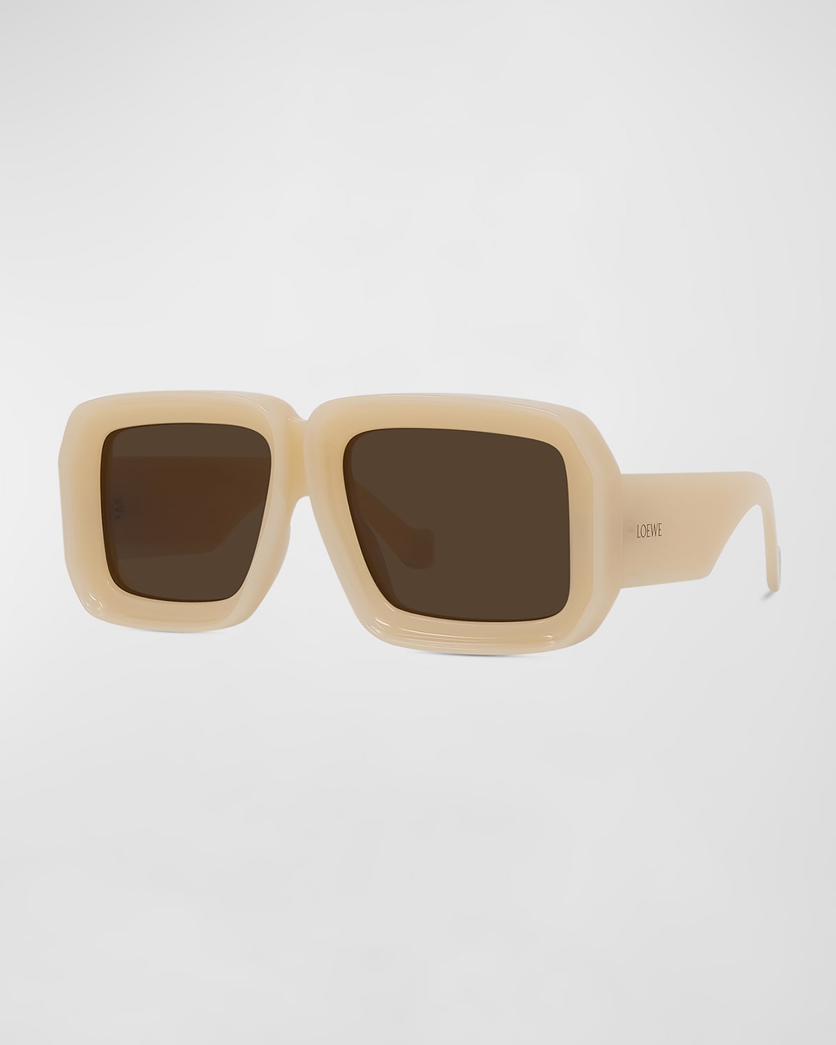 Shop Loewe Oversized Square Acetate Sunglasses In Shiny Beige