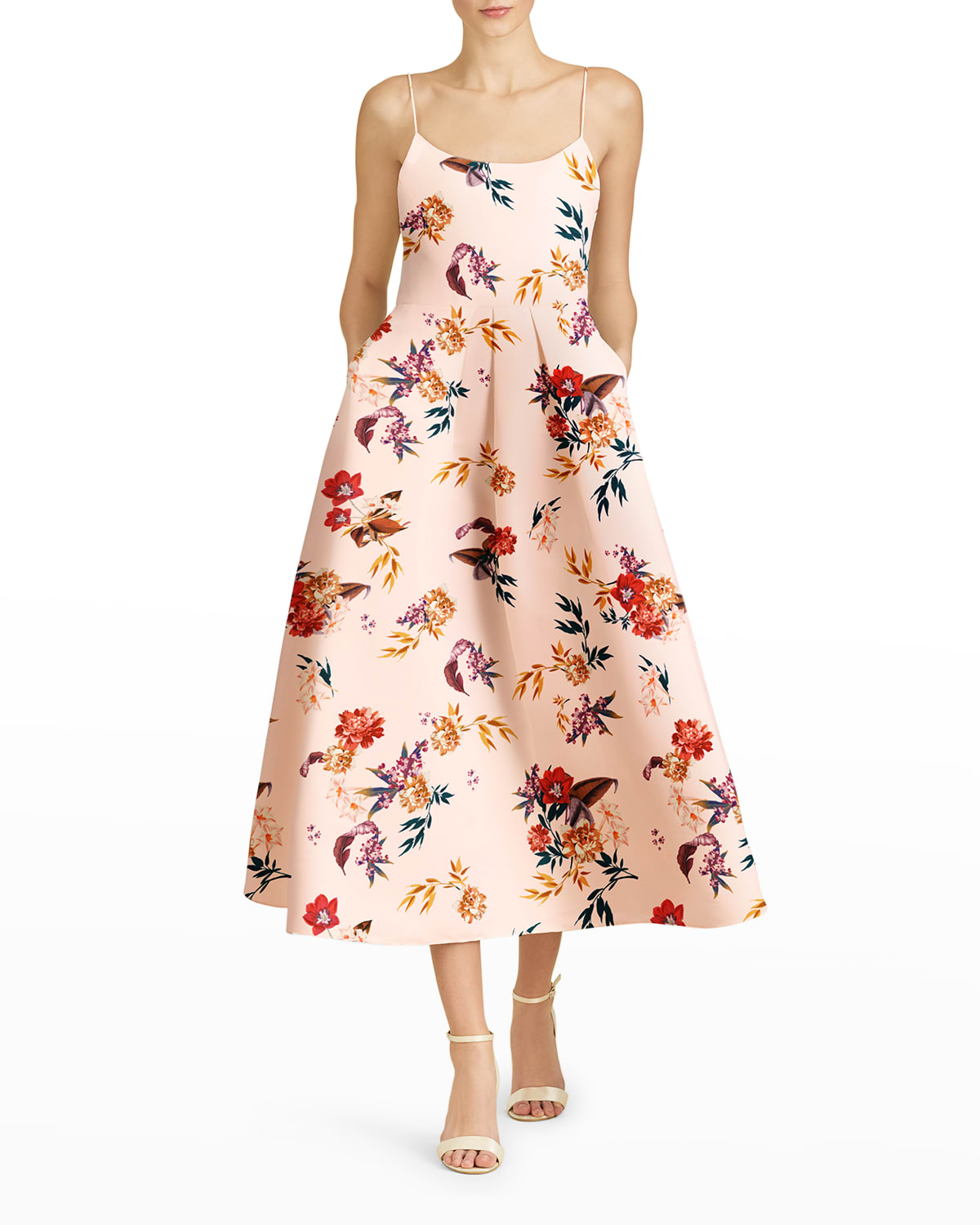 Audra Pleated Floral-Print Gown