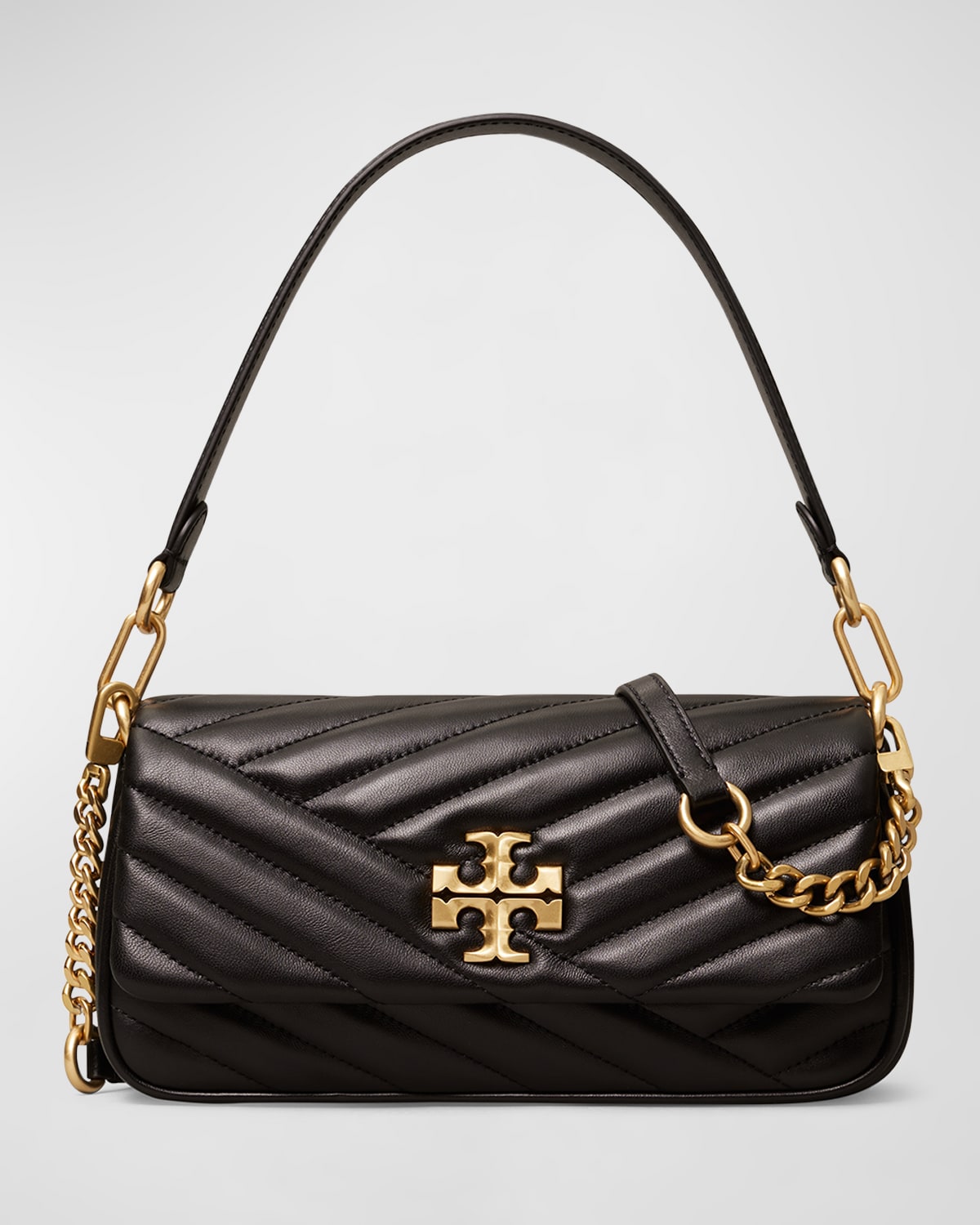 Tory Burch Kira Chevron Small Leather Shoulder Bag In Black