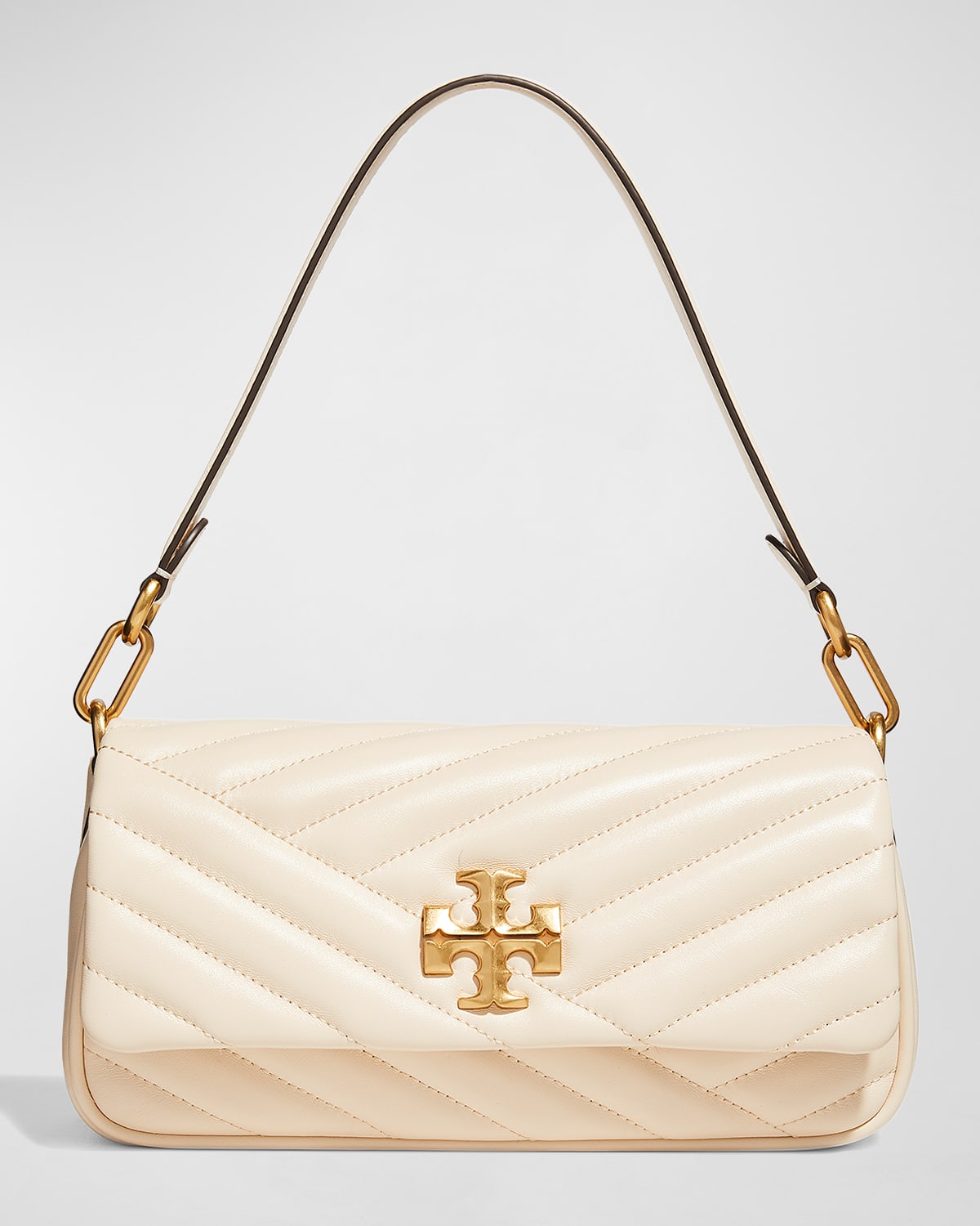 Tory Burch Kira Small Chevron-quilt Flap Shoulder Bag In New Cream