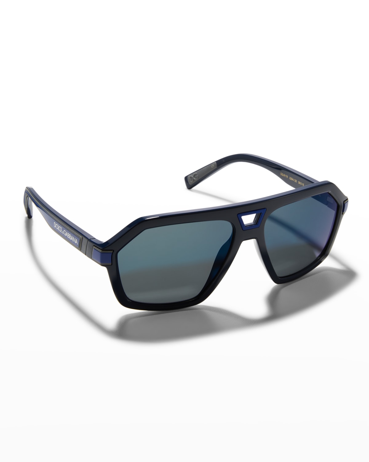 Men's Double-Bridge Aviator Logo Sunglasses