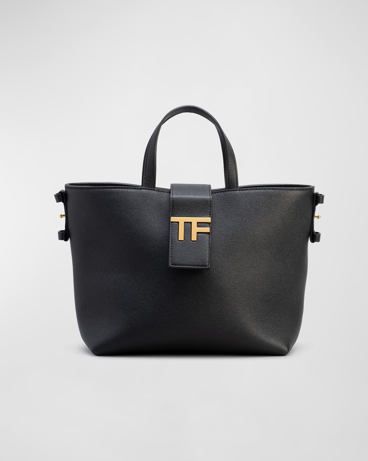 Tom Ford Tf Mini E/w Tote In Grained Leather In Black