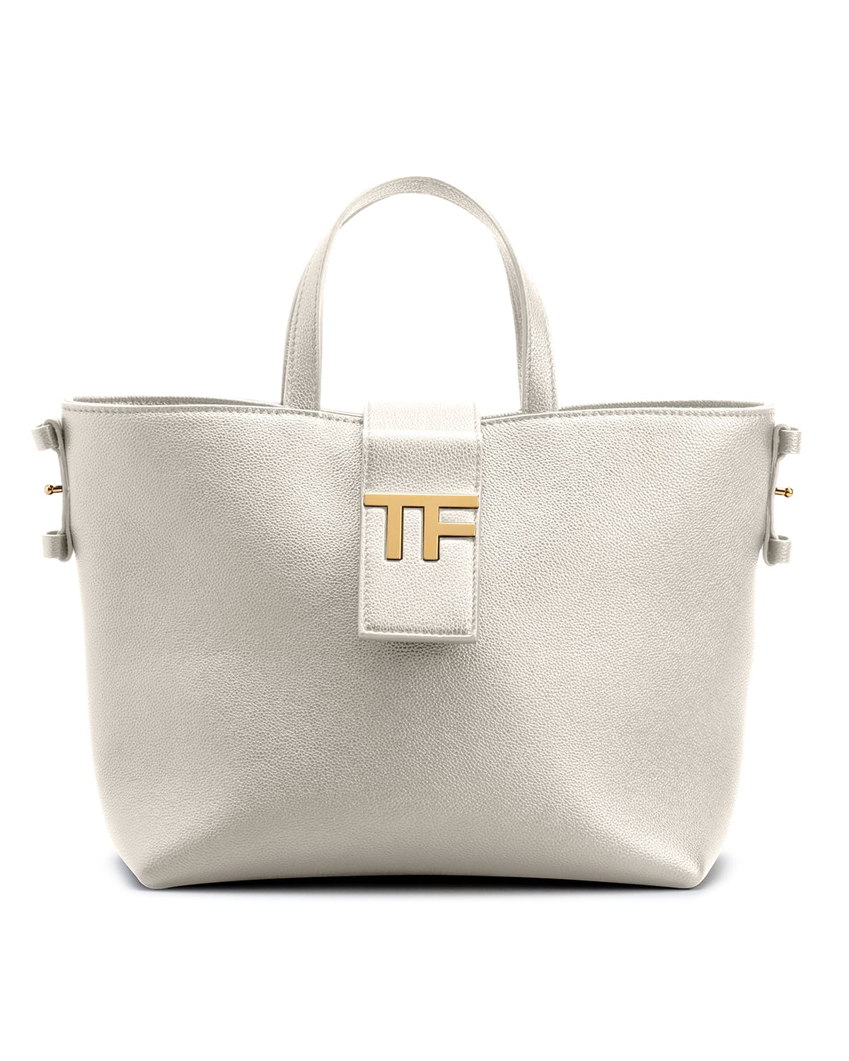 Tom Ford Mini Tf Grain Leather East-west Tote Bag In Chalk