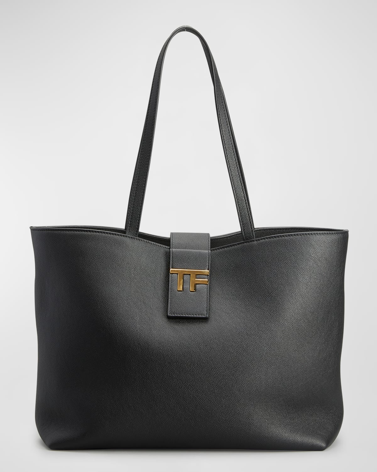 Tom Ford Tf Small Grain Leather East-west Tote Bag In Black