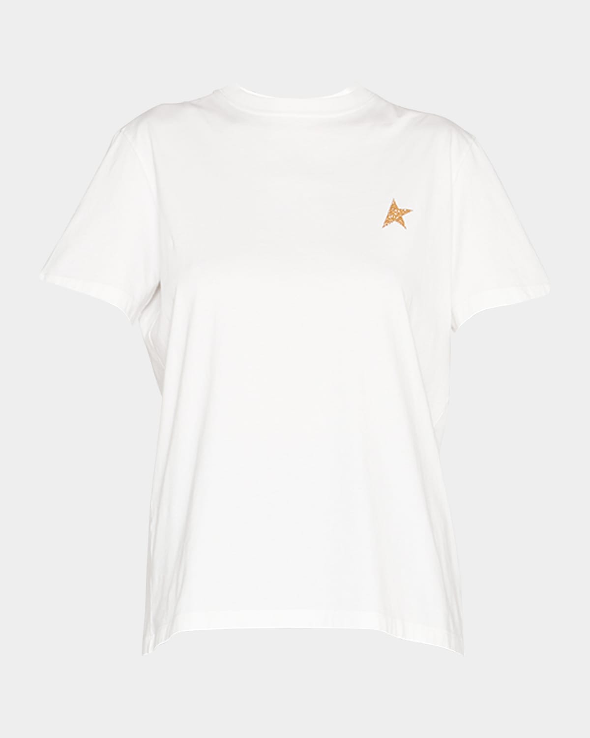 Golden Goose Star Collection Logo Cotton Jersey Graphic Tee In White Gold