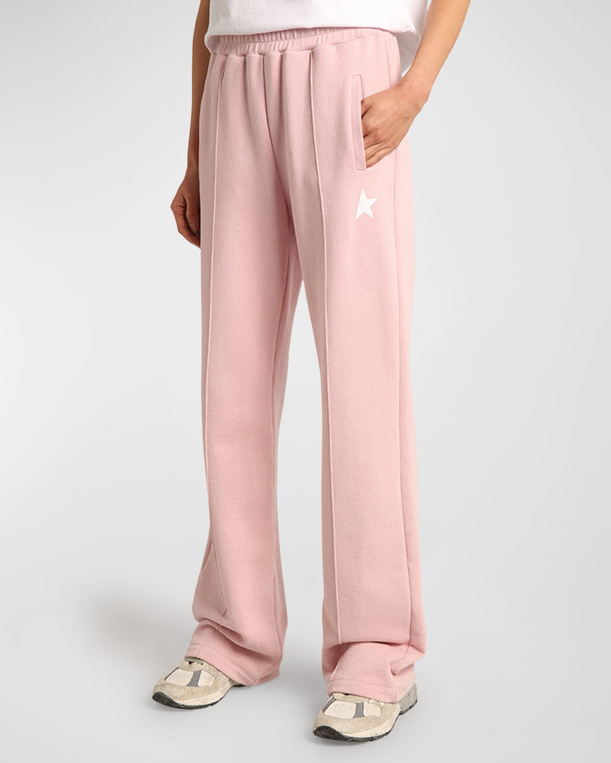 Shop Golden Goose Dorotea Star Logo Wide-leg Sweatpants In Pink Lavender Wht