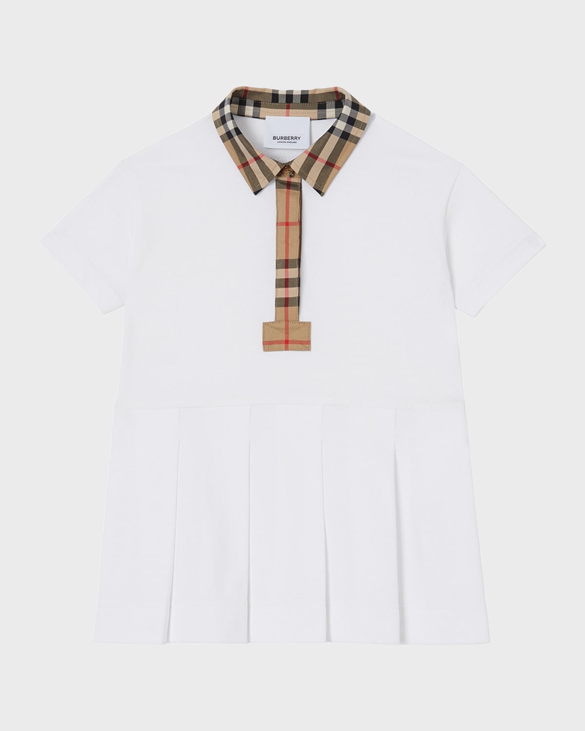 BURBERRY GIRL'S SIGRID VINTAGE CHECK POLO SHIRT DRESS