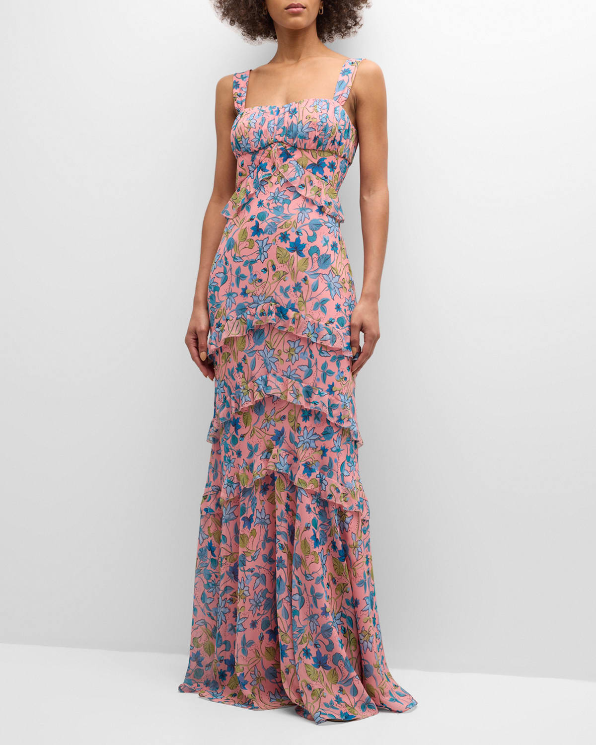 Chandra Floral Ruffled Gown