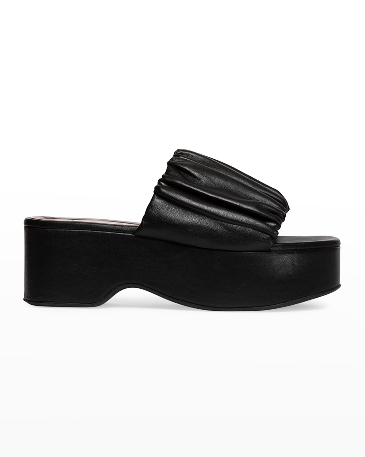 Staud Nina Ruched Leather Platform Sandals