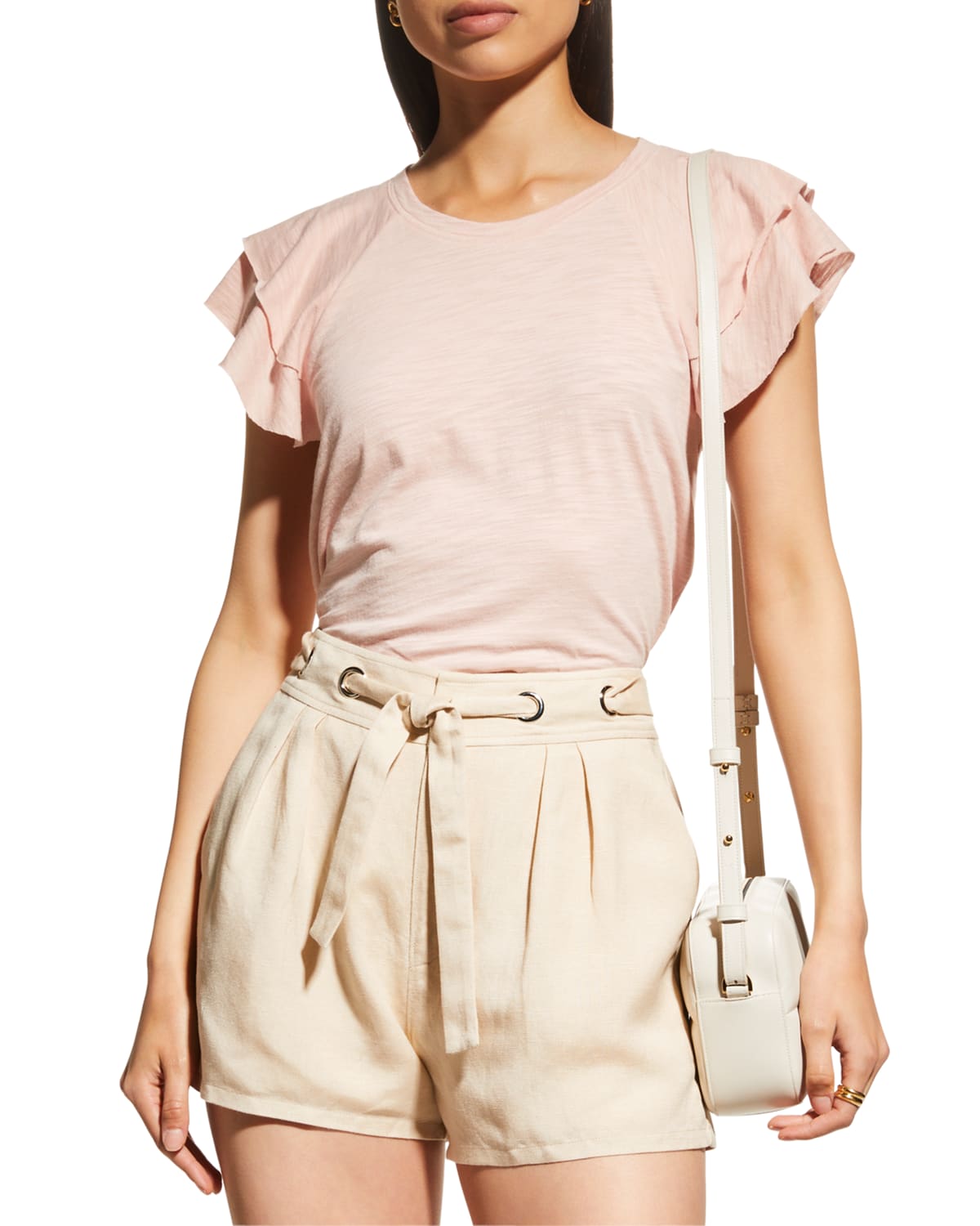 PAIGE LINNEA TIERED FLUTTER SLEEVE TOP