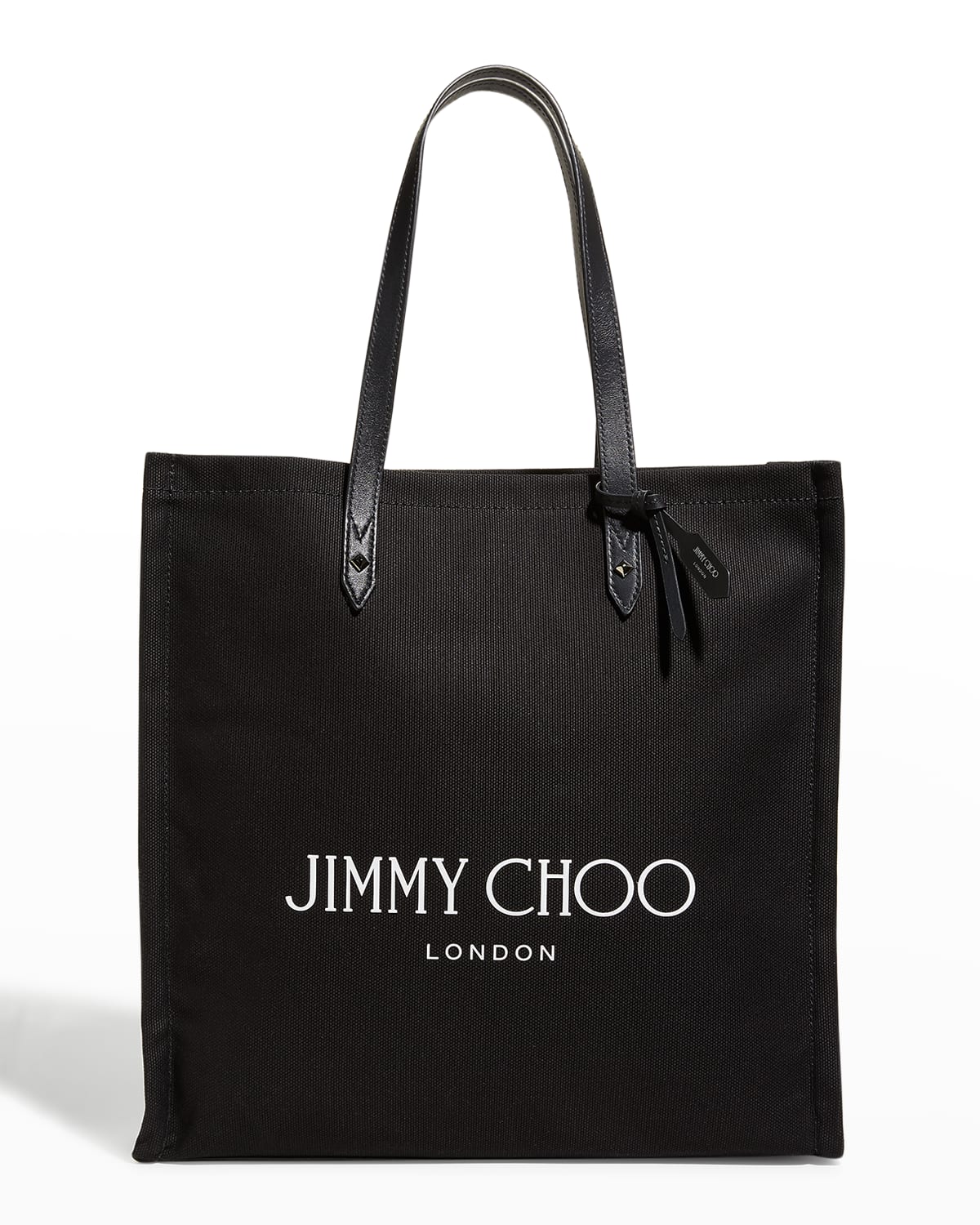 Jimmy Choo Logo North-South Canvas Tote Bag