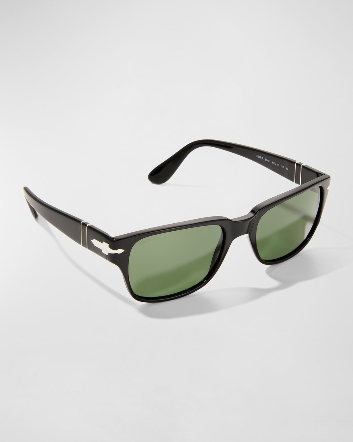 Persol Men's Sun Saddle-bridge Square Sunglasses In Black