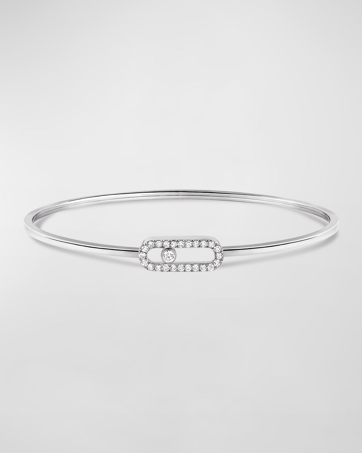 Messika Move Uno 18k White Gold Bangle With Free-moving Diamond - Size Medium