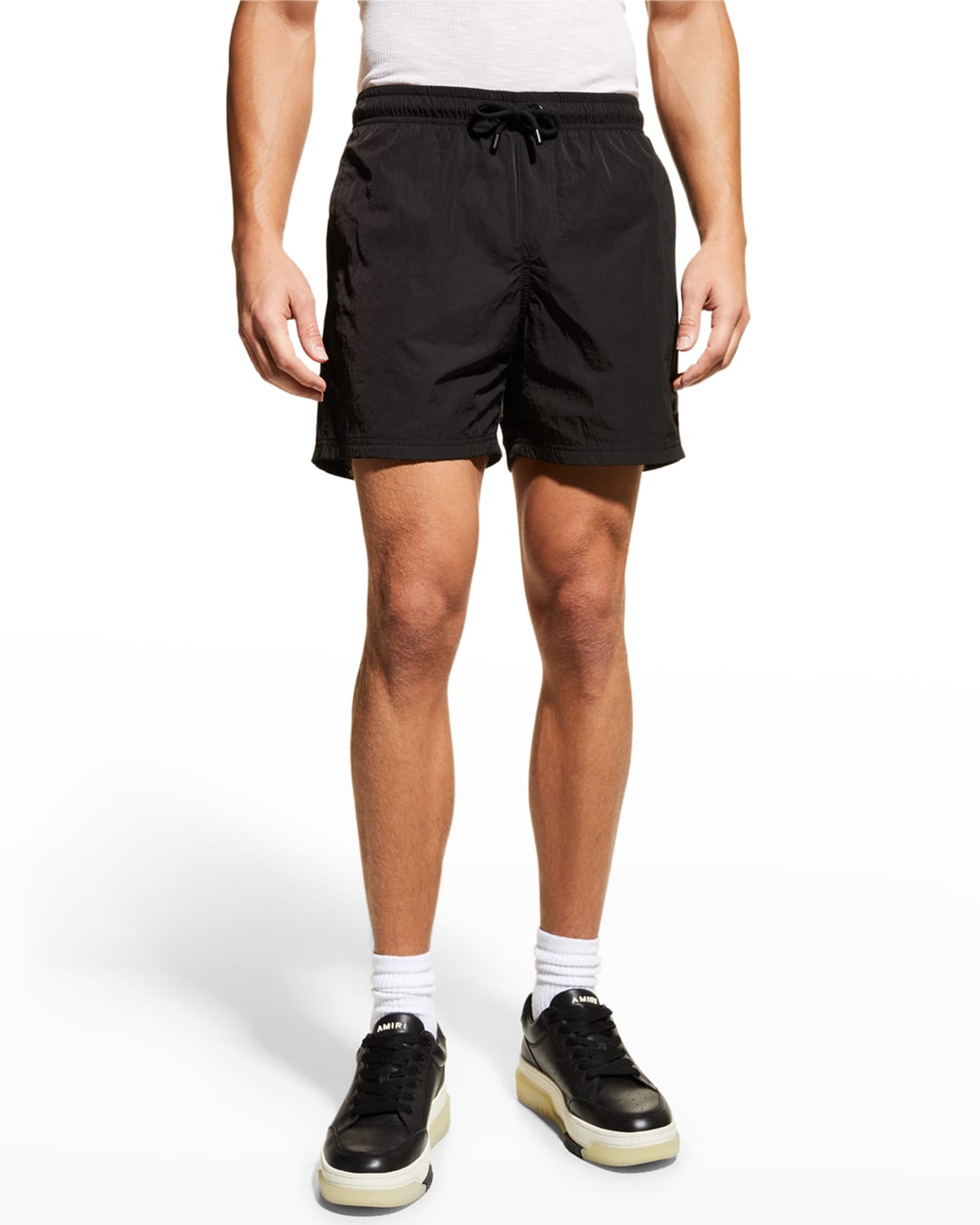 Frame Drawstring-waist Cotton-blend Jersey Shorts In Noir