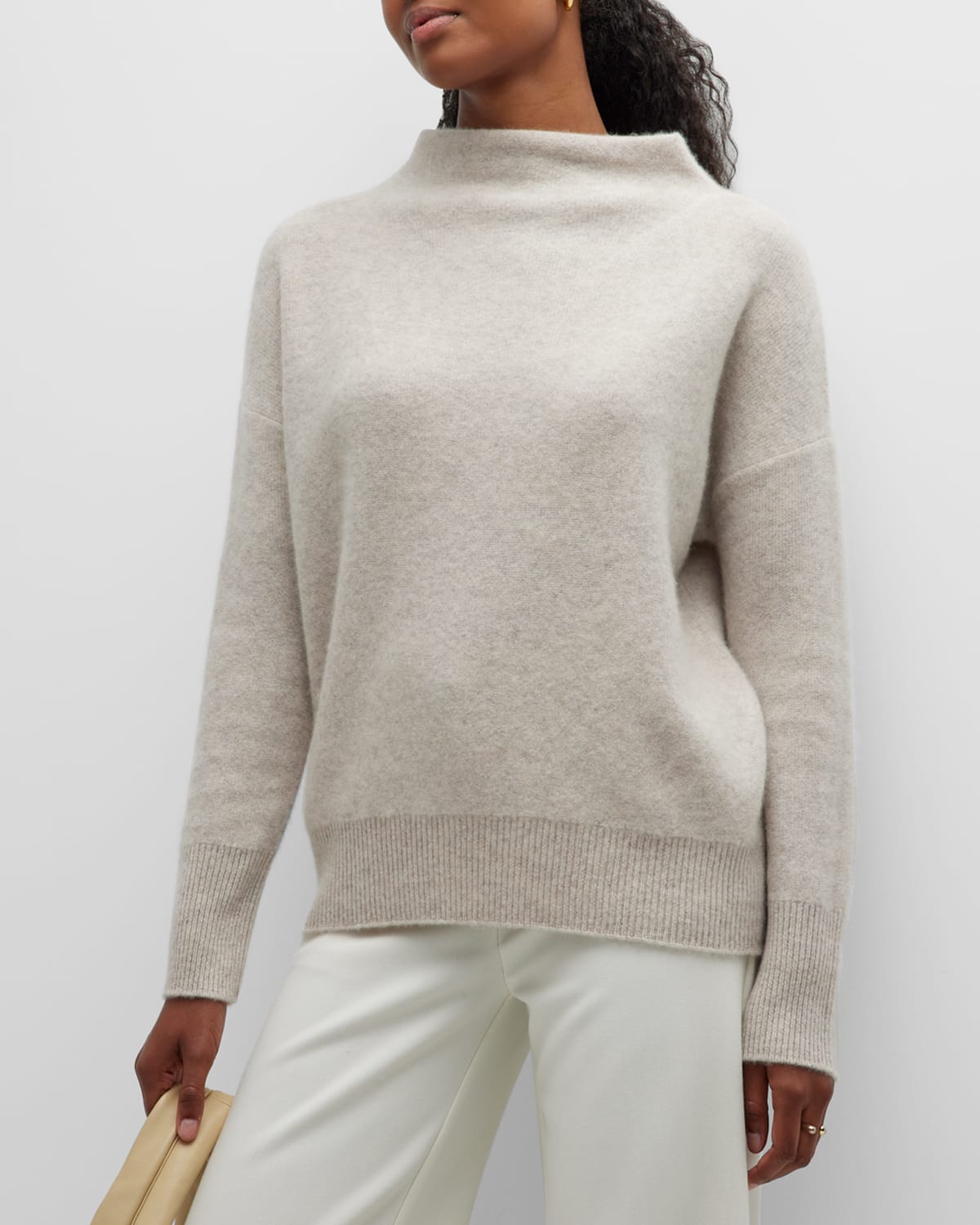 Vince Boiled Cashmere Funnel-neck Sweater In Marble