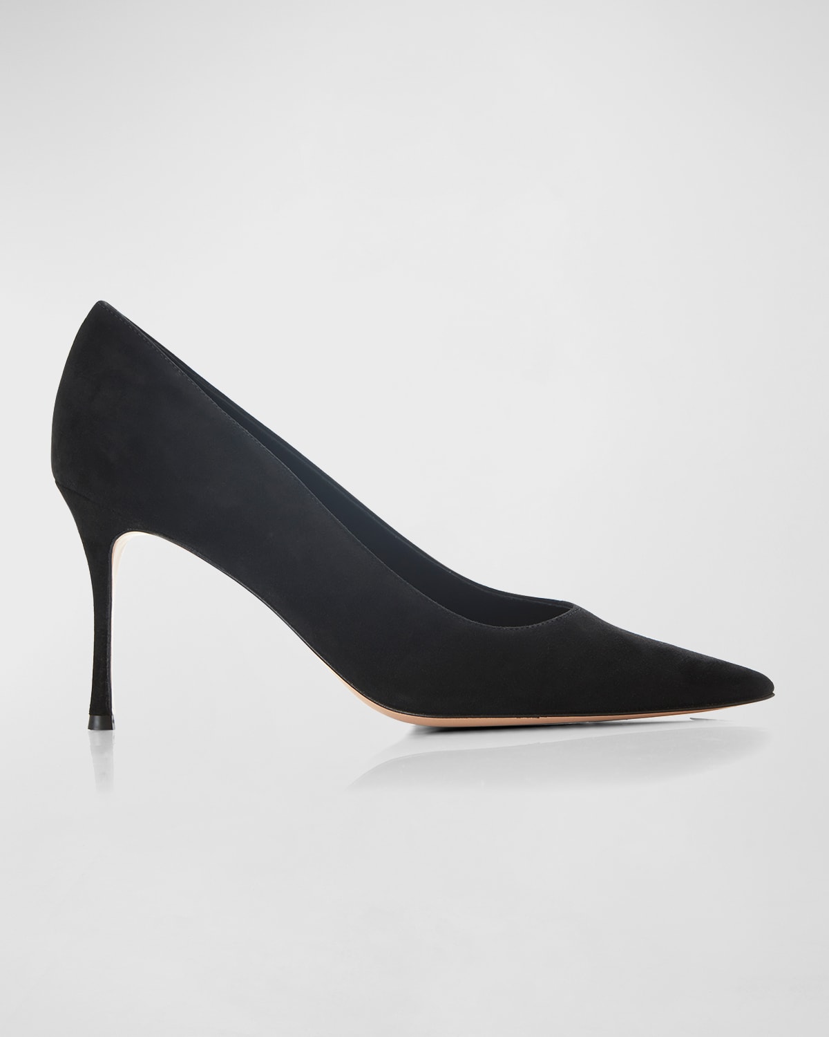 Marion Parke Classic Pump 70 Womens Kitten Heel Pointed Toe Pumps In Black Suede
