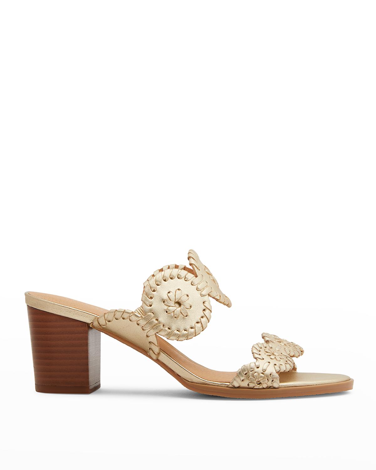 Jack Rogers Lauren Mid Heel In Platinum/platinum