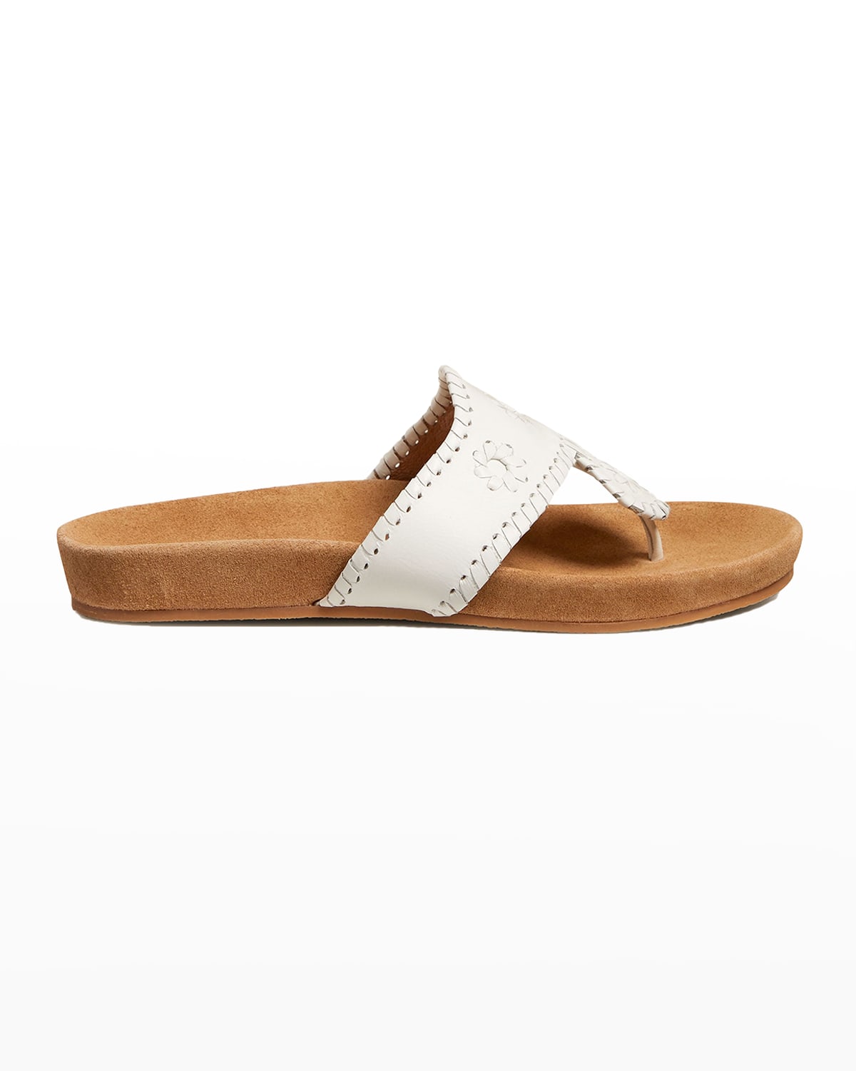 Jack Rogers Jacks Comfort Leather Thong Sandals In White