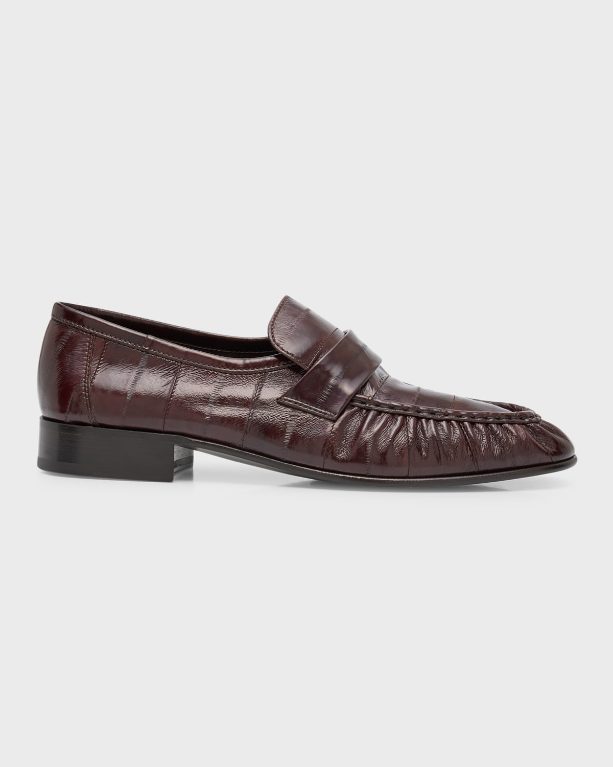 The Row Soft Leather Flat Loafers In Brw Brown