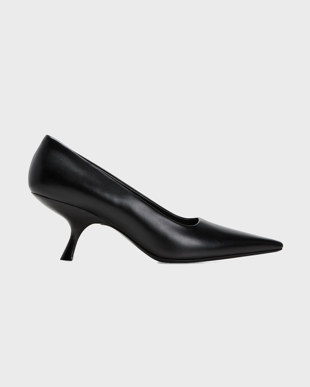 The Row Square Toe Smooth Calfskin Leather Pumps In Black