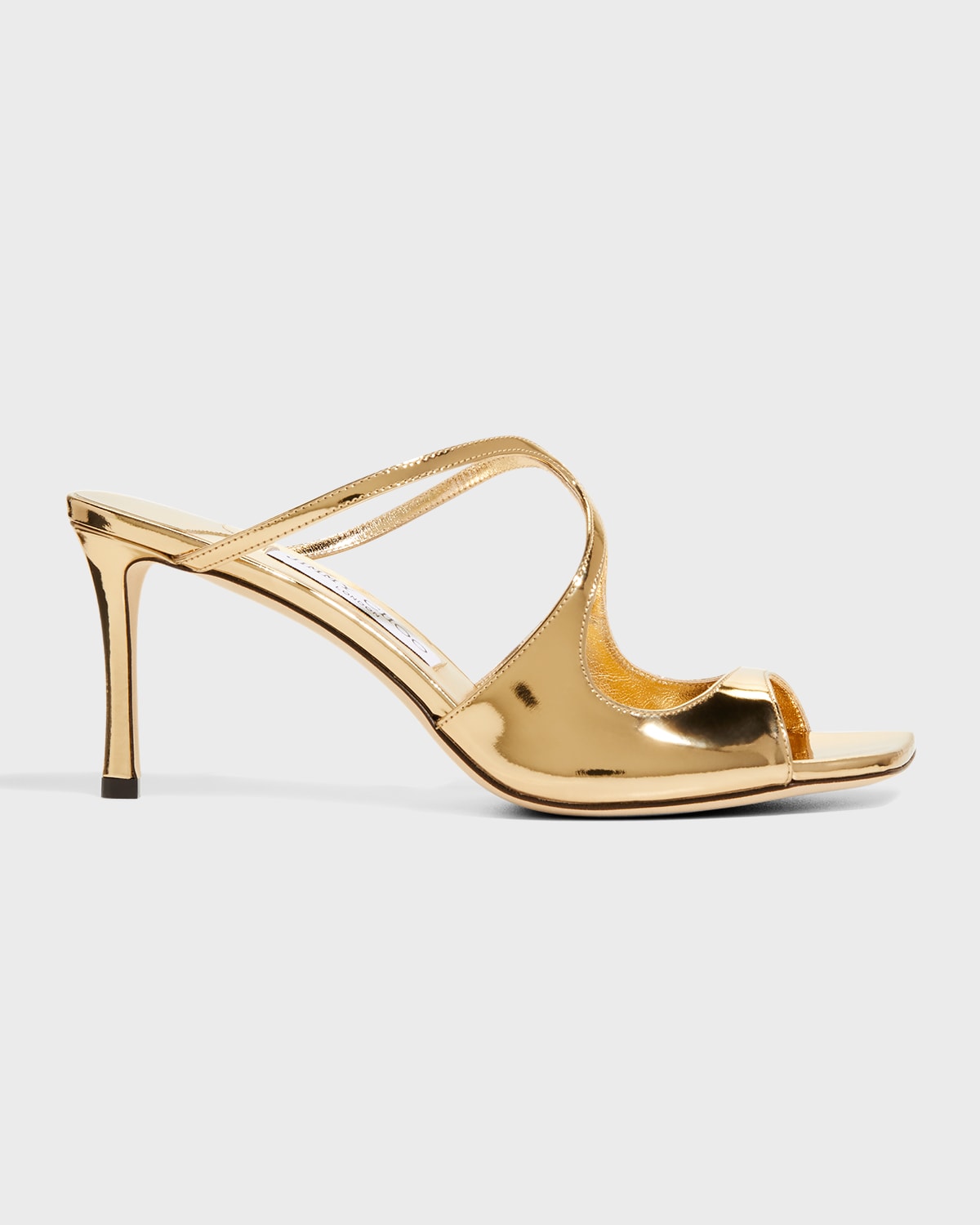 Shop Jimmy Choo Anise Metallic Leather Slide Sandals In Gold