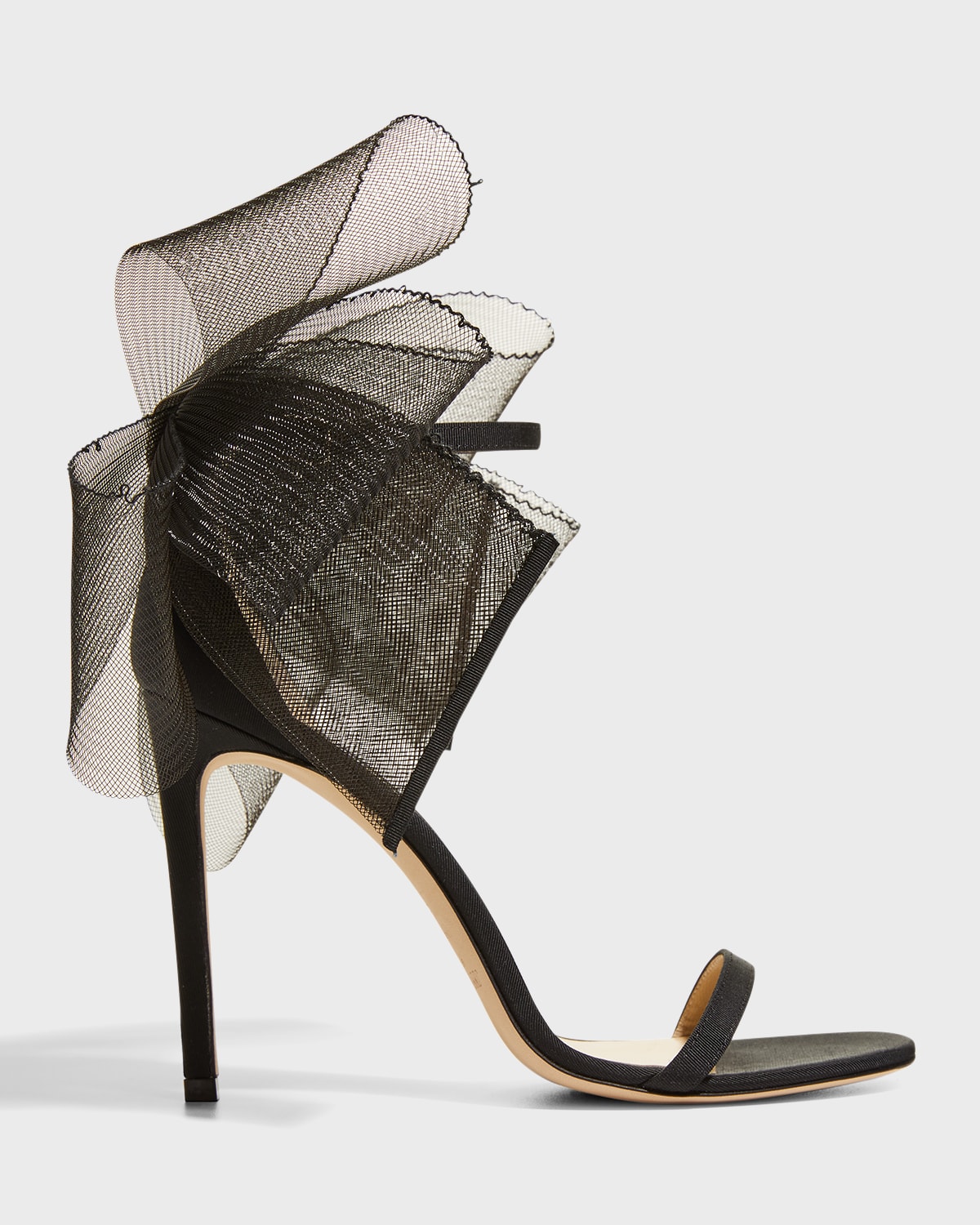 Jimmy Choo Aveline 100 Tulle-trimmed Sandals In Black | ModeSens