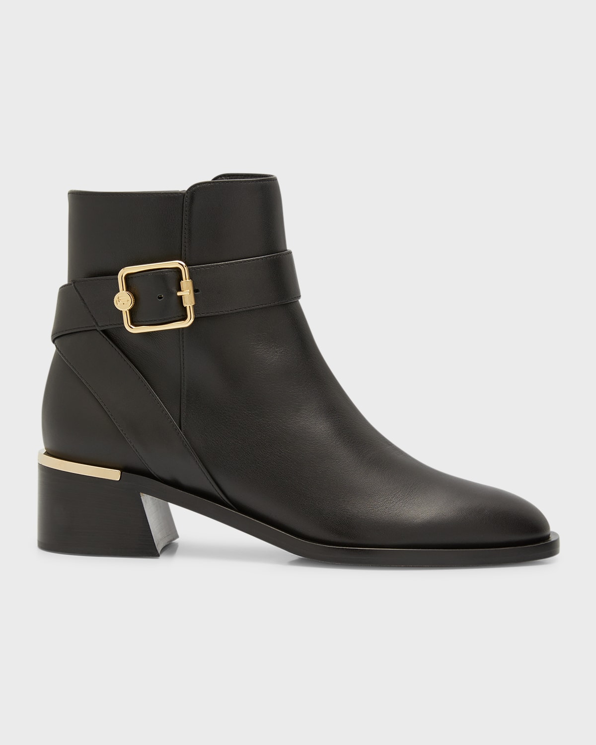 Jimmy Choo Clarice Leather Buckle Ankle Booties In Black Black