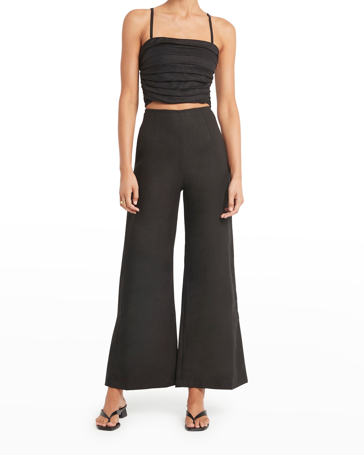 Faithfull The Brand Carla Pleated Crop Top In Black