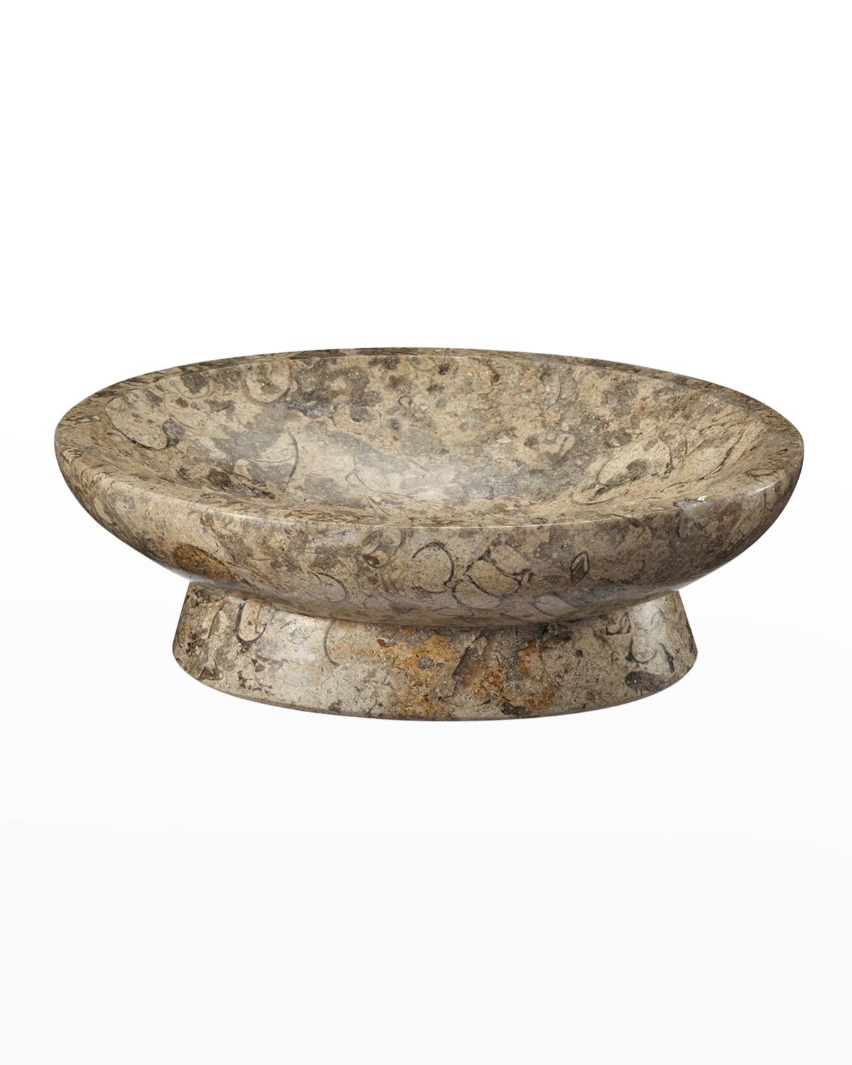 Marble Crafter Fossil Stone Oval Soap Dish In Beige/ivory