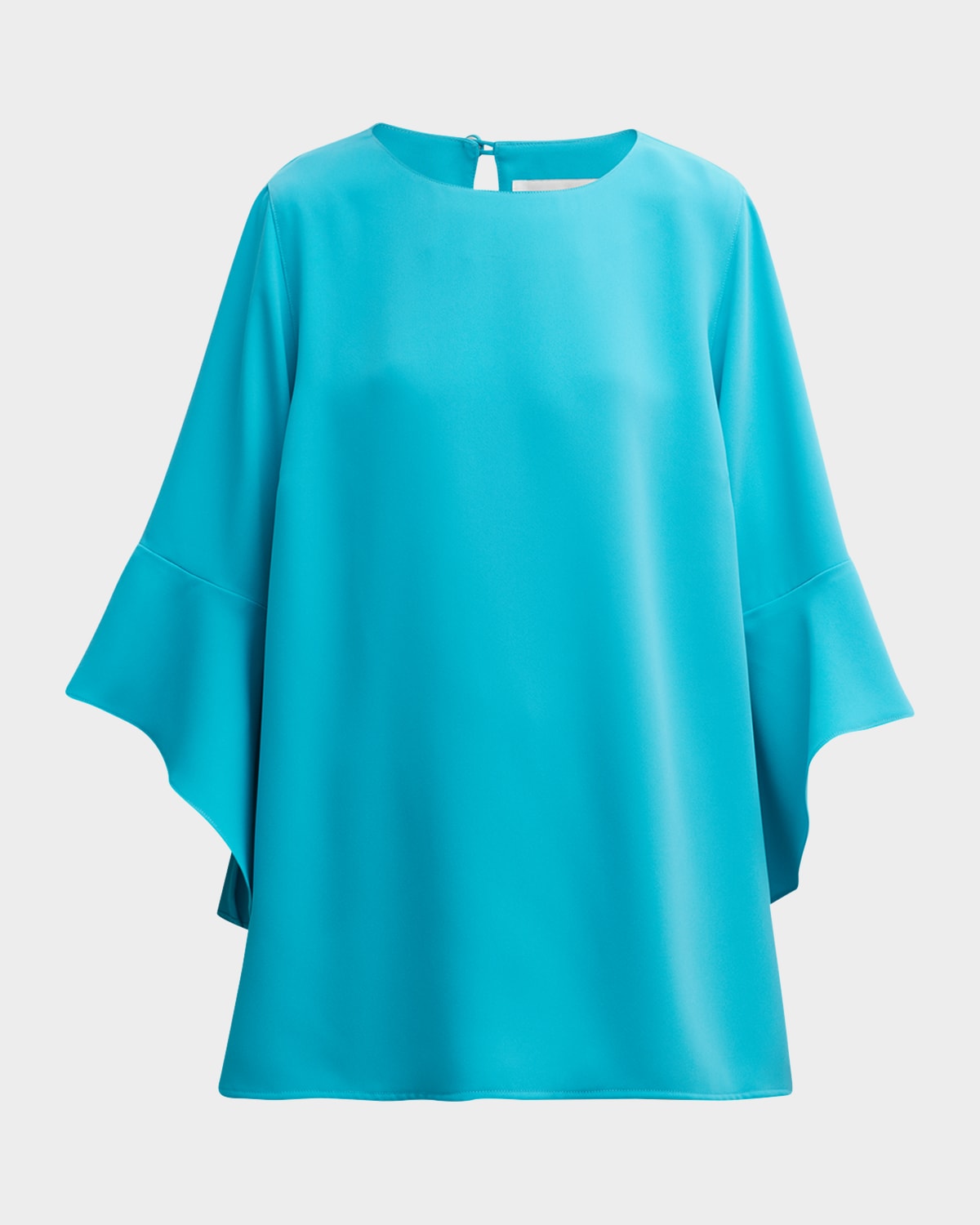 Caroline Rose Julia Bell-sleeve Crepe Tunic In Island Turquoise