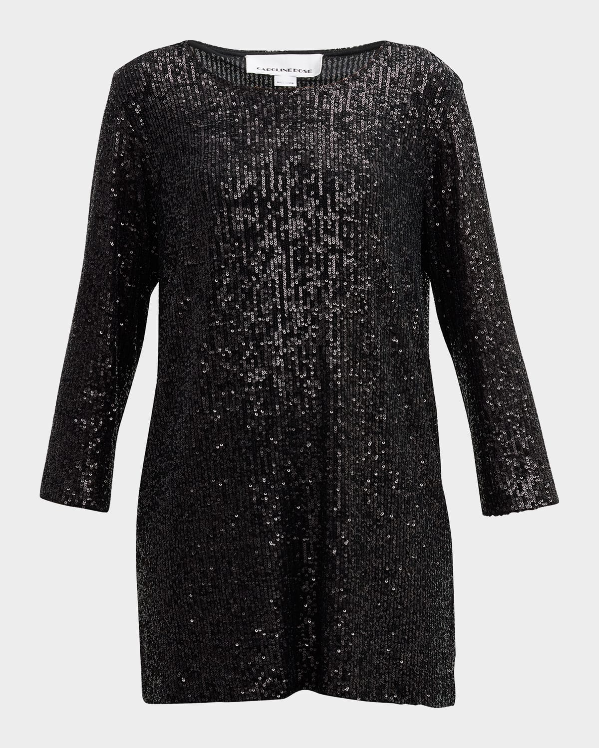 Caroline Rose Sequined Easy Knit Tunic In Black