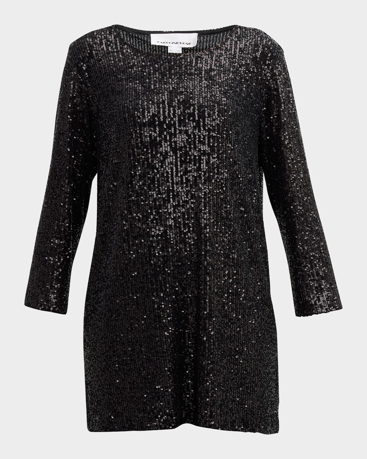 CAROLINE ROSE 3/4-SLEEVE SEQUIN TUNIC