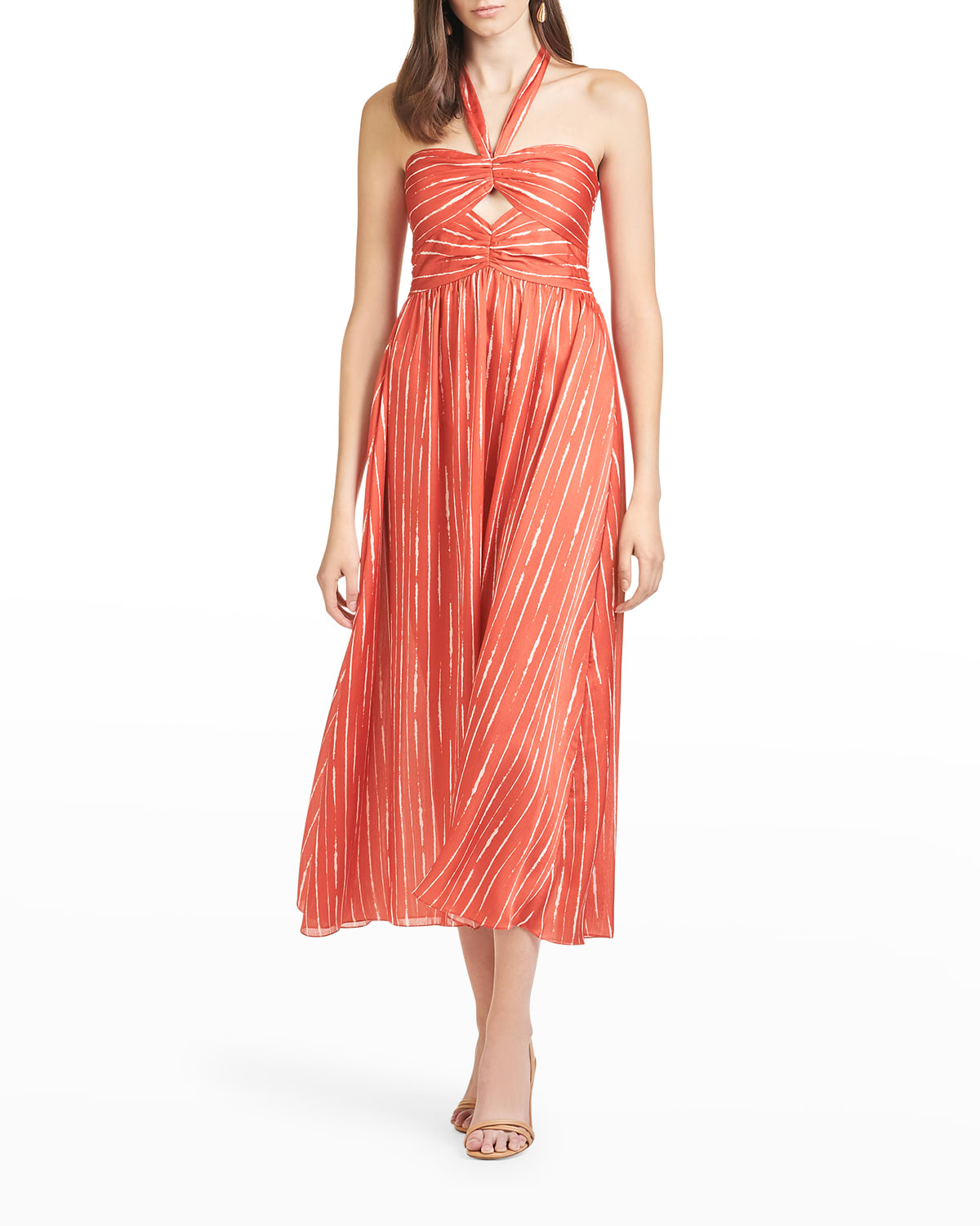Sachin & Babi Reid Cutout Striped Halter Dress In Org/shi Str