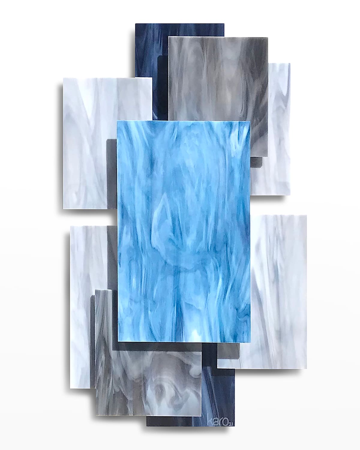 Shop Karo Studios Glass And Metal Wall Sculpture In Blue