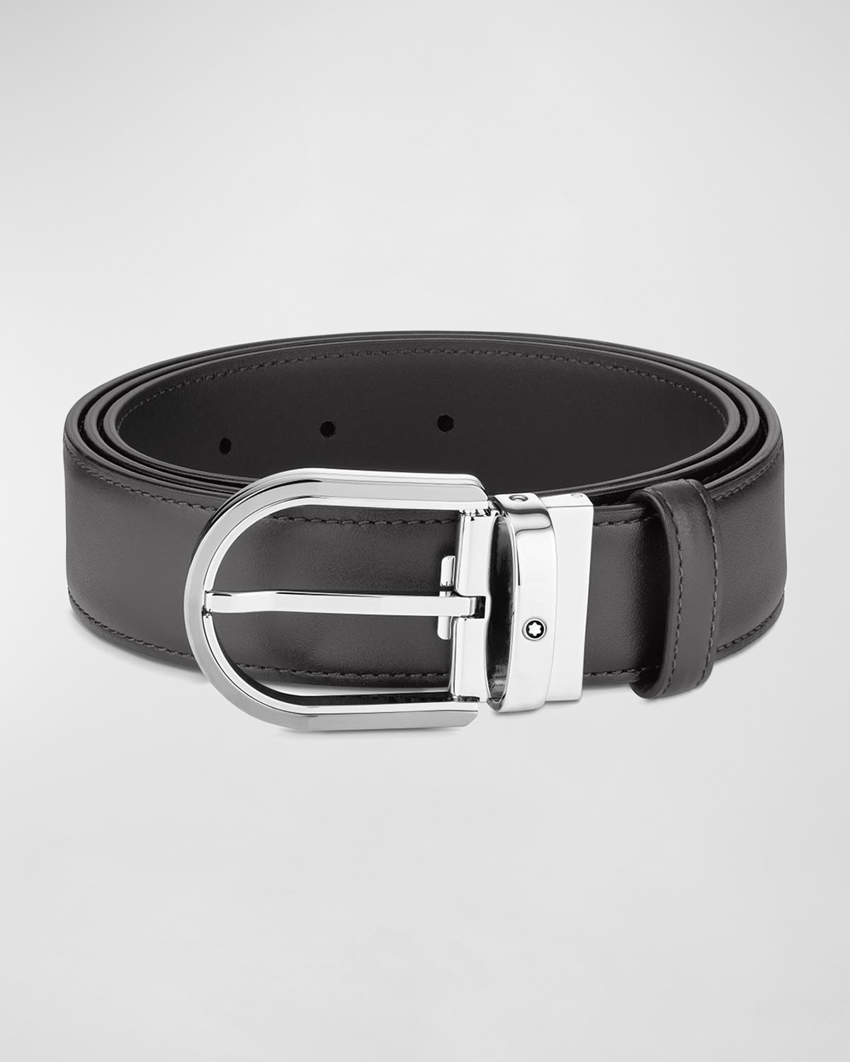 Men's Horseshoe Buckle Leather Belt, 35mm