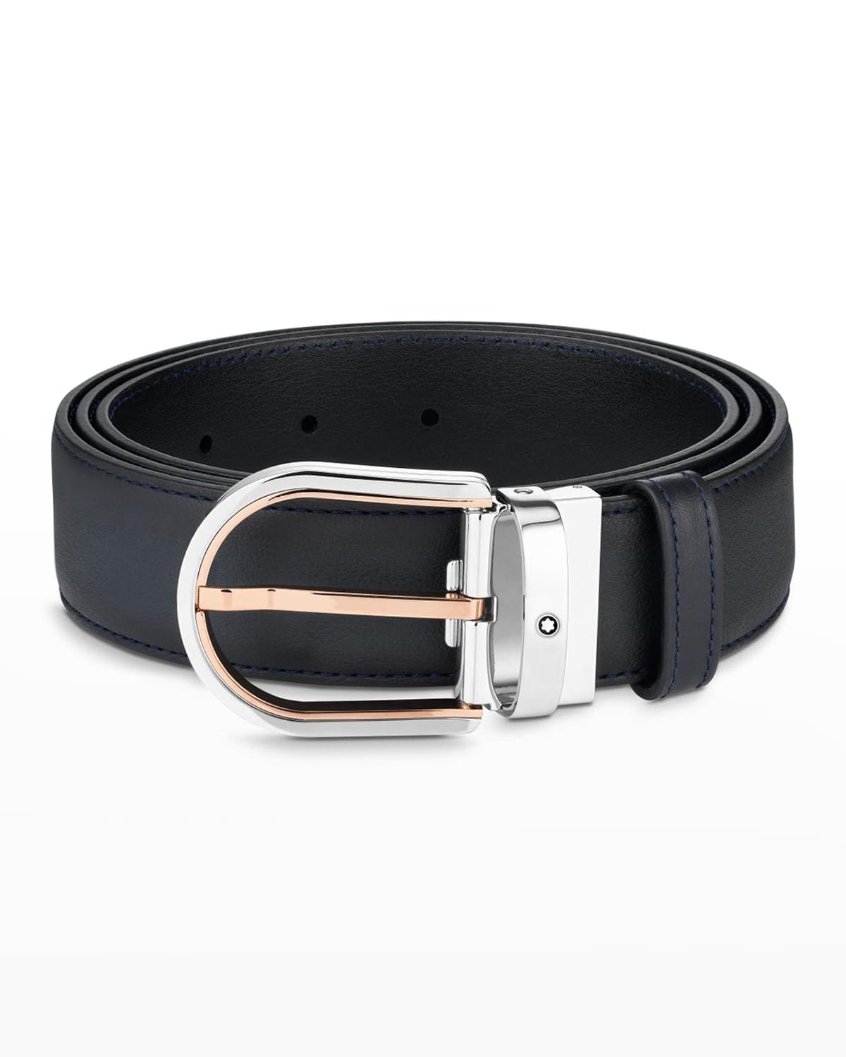 Men's Two-Tone Buckle Leather Belt, 35mm