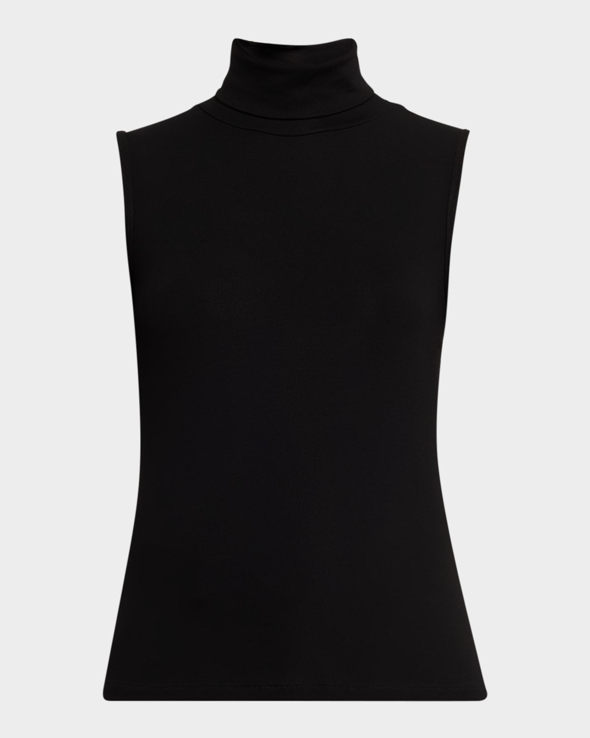 Theory Sleeveless Turtleneck Ribbed Sweater In Black