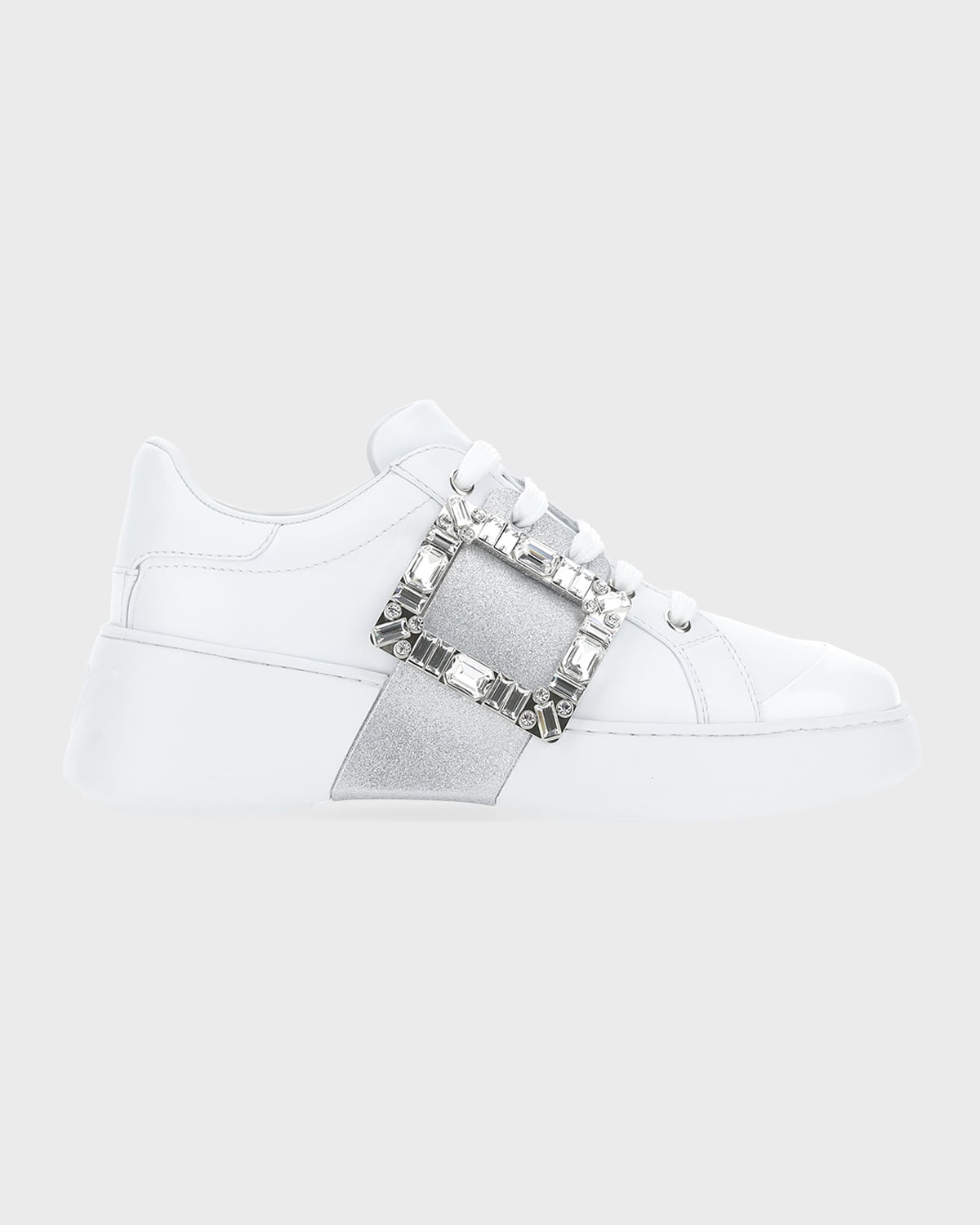 40mm Viv Skate Glitter Leather Sneakers In White