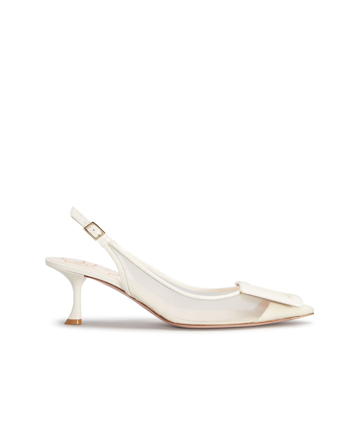 Roger Vivier 65mm Viv In The City Net Slingback Pumps In Off White