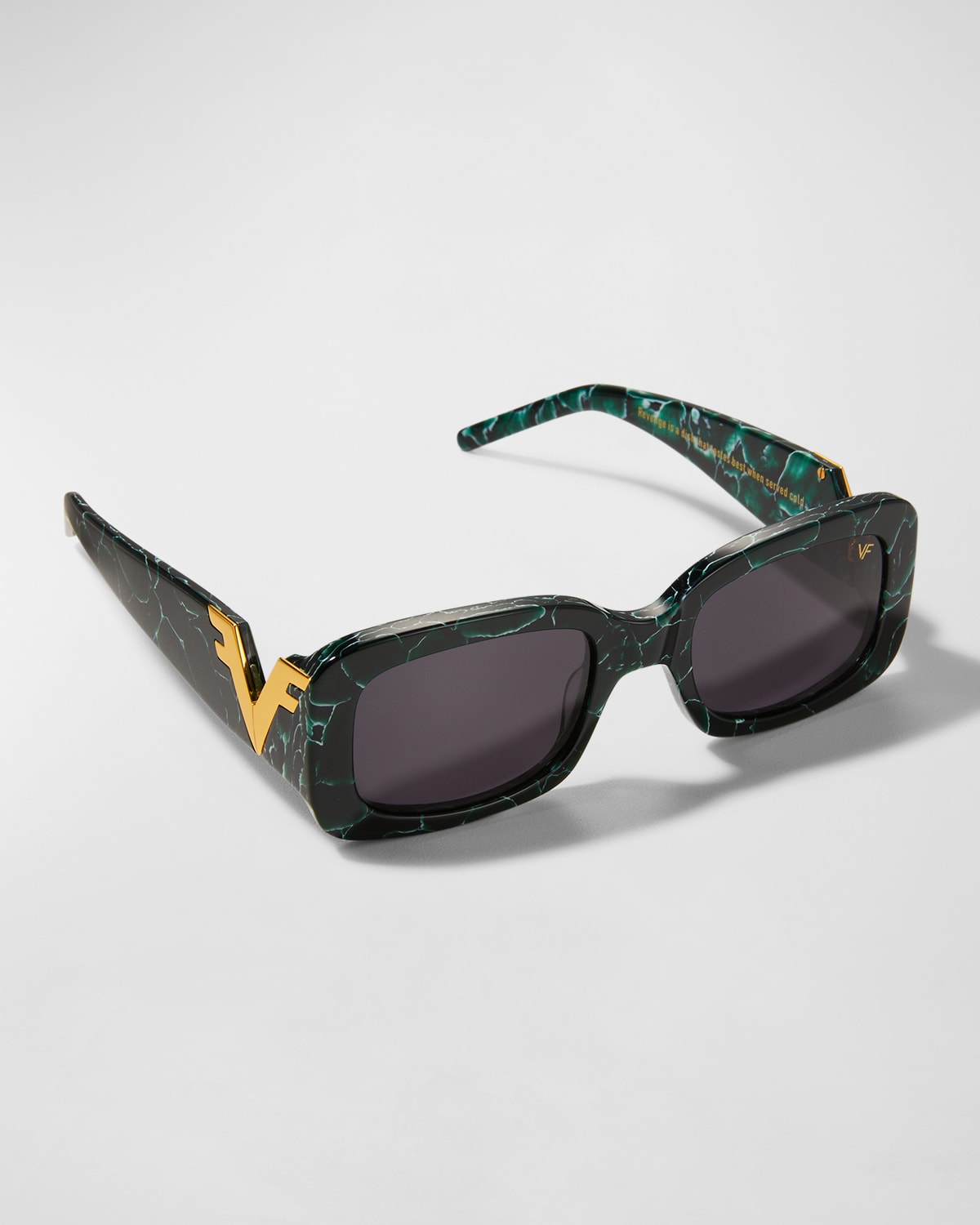 Vintage Frames Company Men's Vf Godfather V-décor Rectangle Sunglasses In Green Marble
