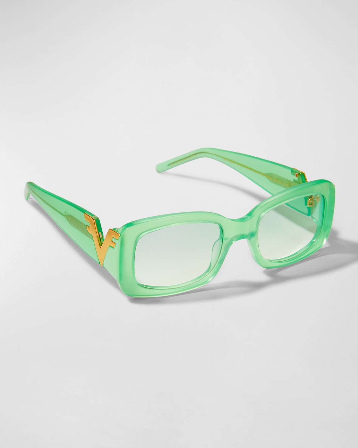 Vintage Frames Company Men's Vf Godfather V-décor Rectangle Sunglasses In Neon Green