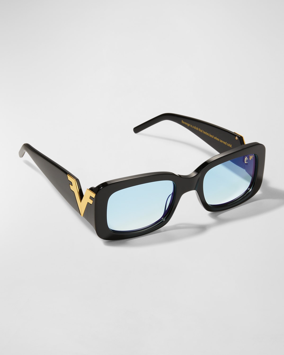 Vintage Frames Company Men's Vf Godfather V-décor Rectangle Sunglasses In Black/blue