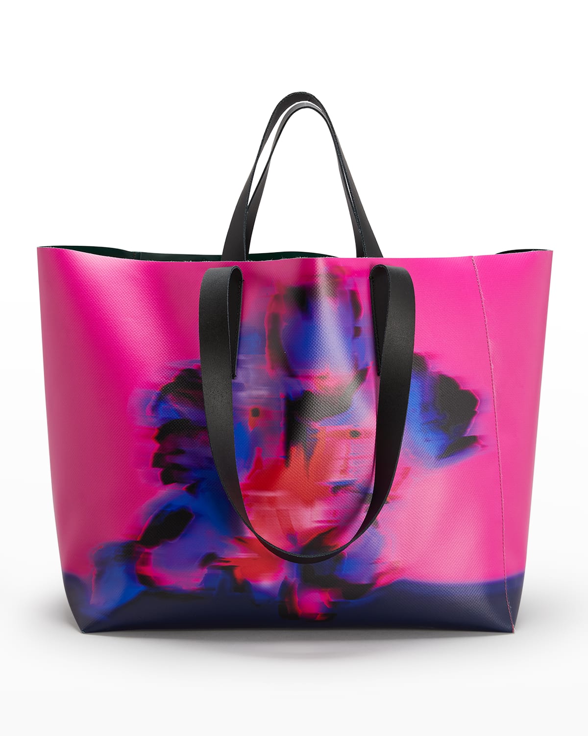 floral leather tote bag