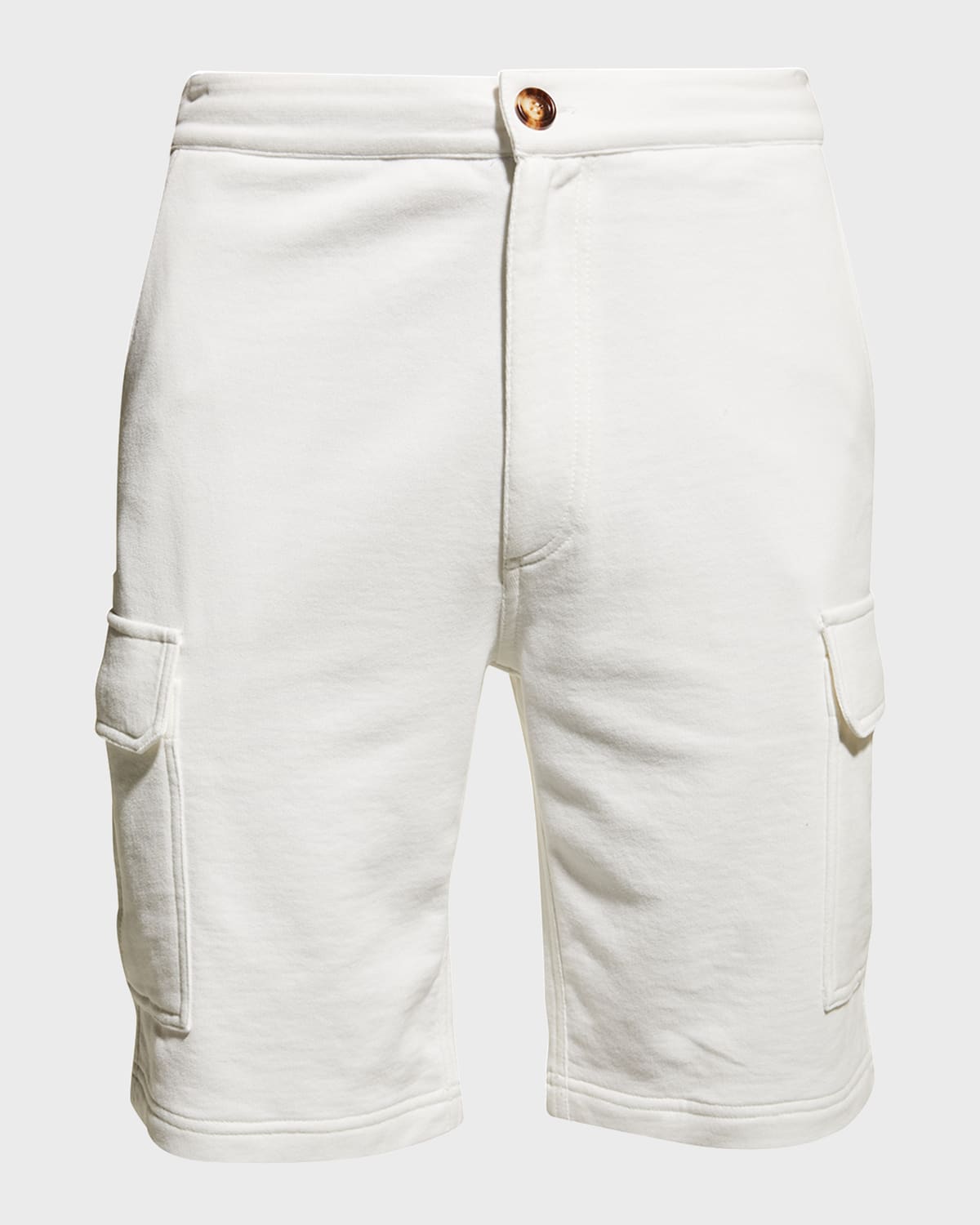 Brunello Cucinelli Men's 100 Cotton Cargo Sweat Shorts In Off White