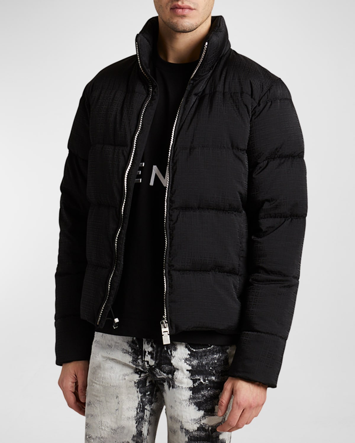 Shop Givenchy Men's 4g Jacquard Puffer Jacket In Black