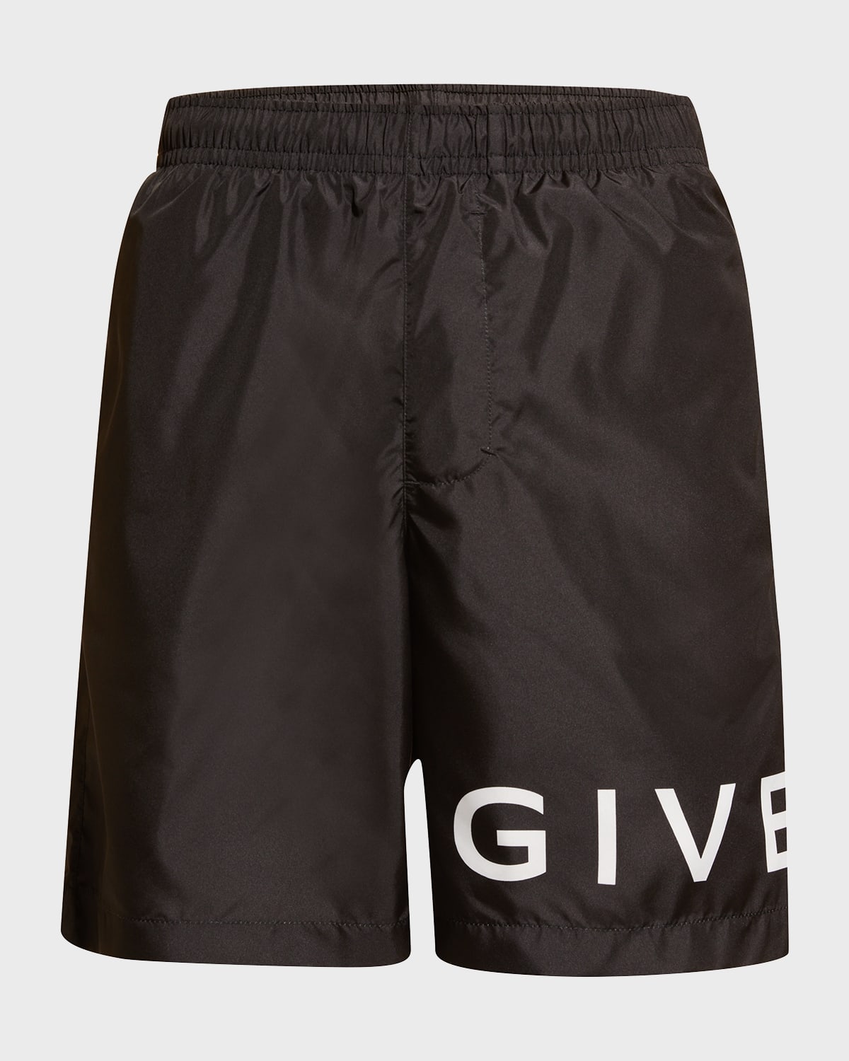 Shop Givenchy Men's Long Logo Swim Shorts In Black/white