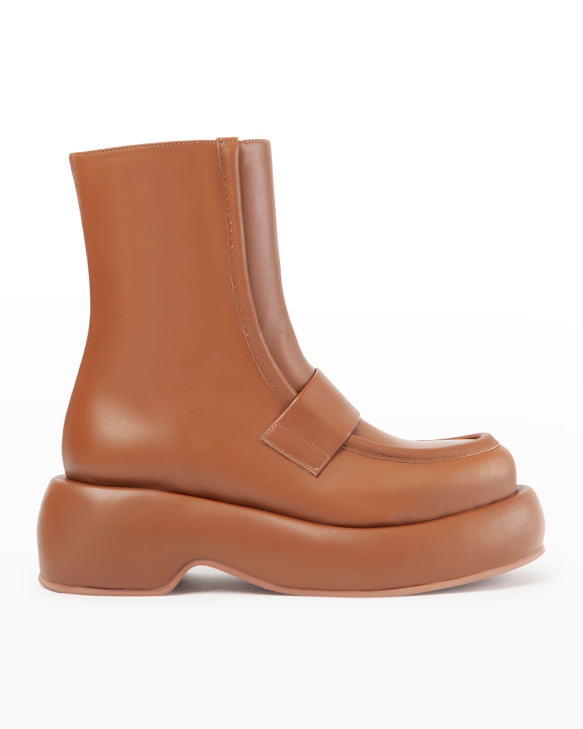 Paloma Barceló Mika Iris Leather Loafer Boots In Cuoio