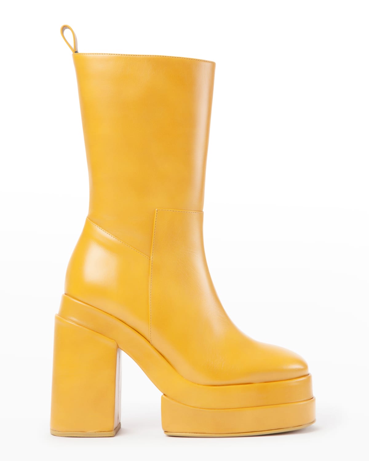 Paloma Barceló Eros Gala Leather Platform Boots In Ochre