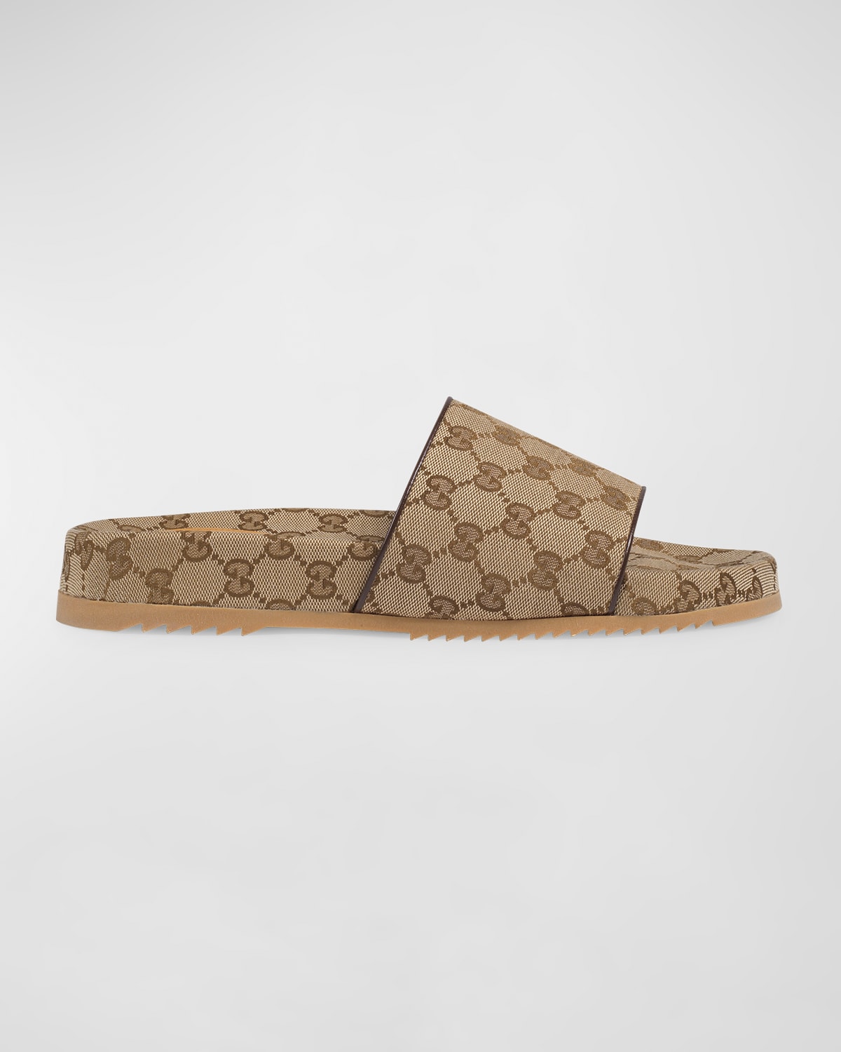 Shop Gucci Men's Gg Canvas Slide Sandals In Beige Multi