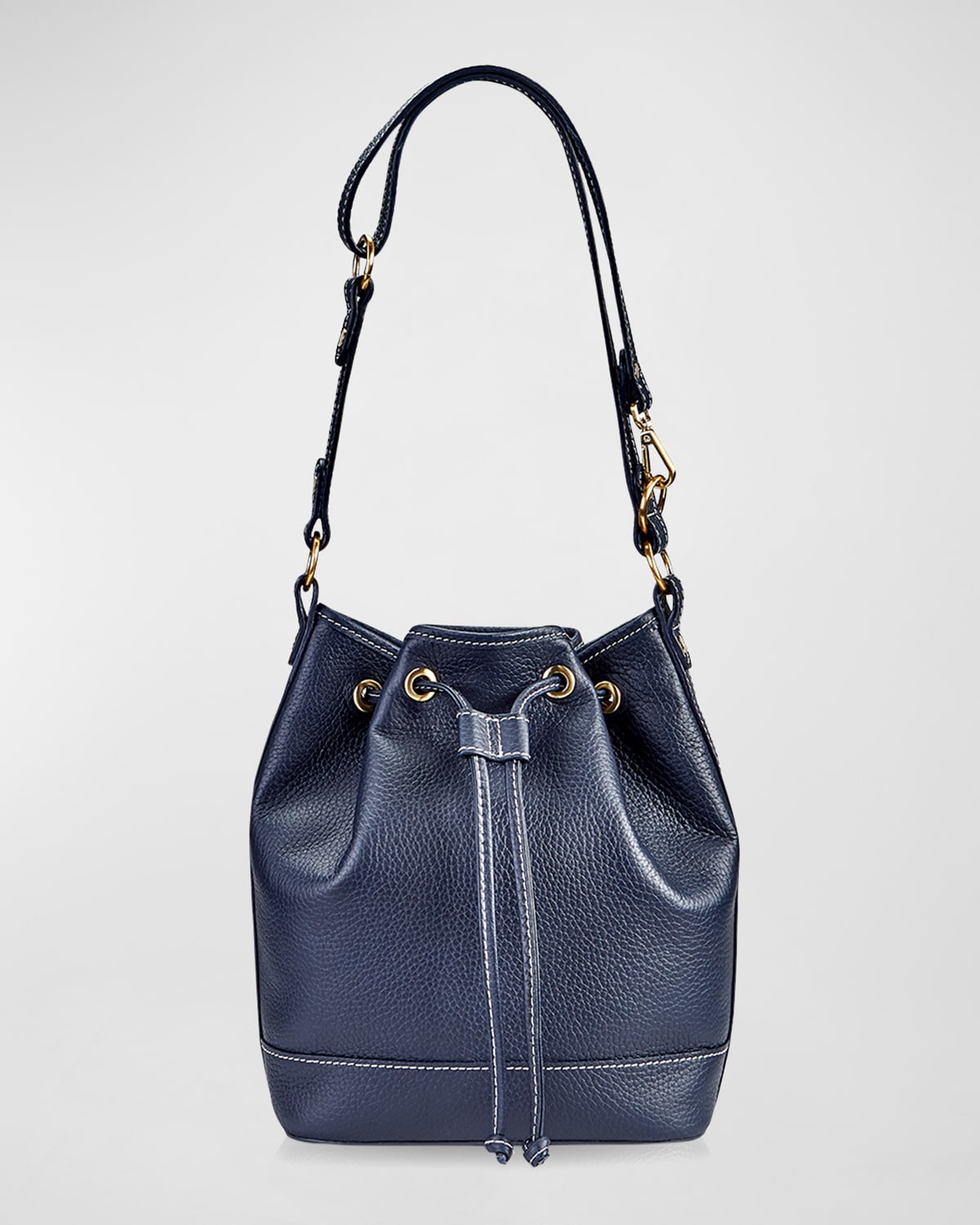 Cassie Drawstring Leather Bucket Bag